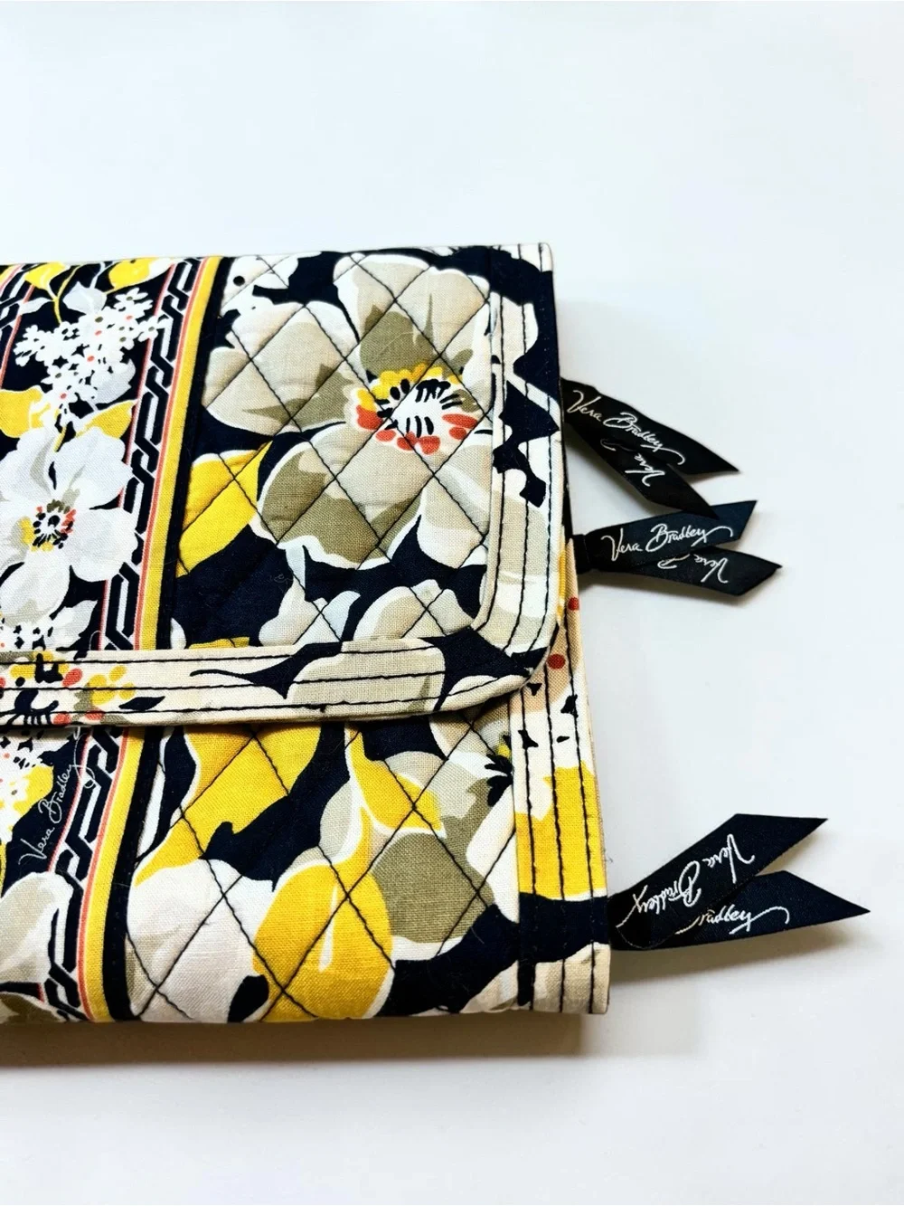 Vera Bradley Dogwood Retired Jewelry Folio Travel Organizer Case Yellow Black